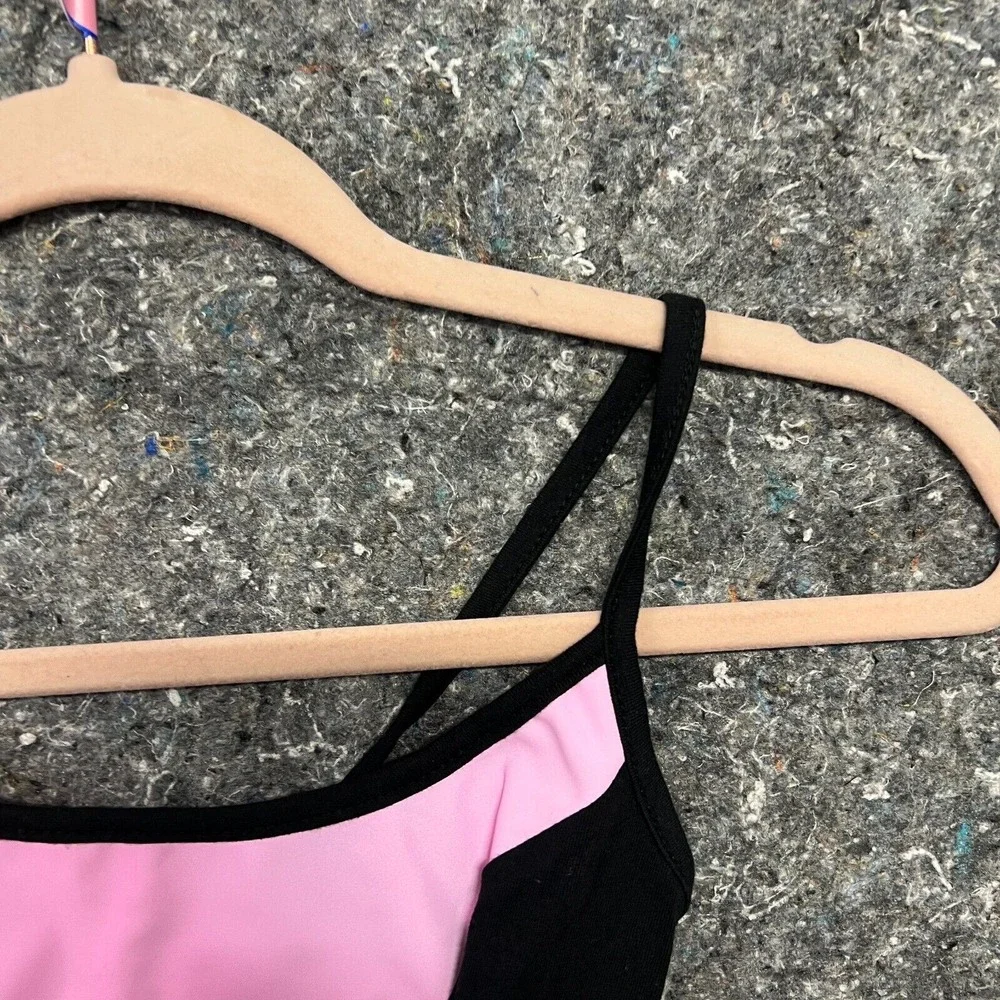 Fashion Nova Mercury Colorblock Crop Top Black Pink XS Double Strap Criss Cross